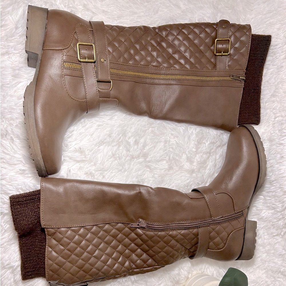 NEW Brown Quilted Leather Boots